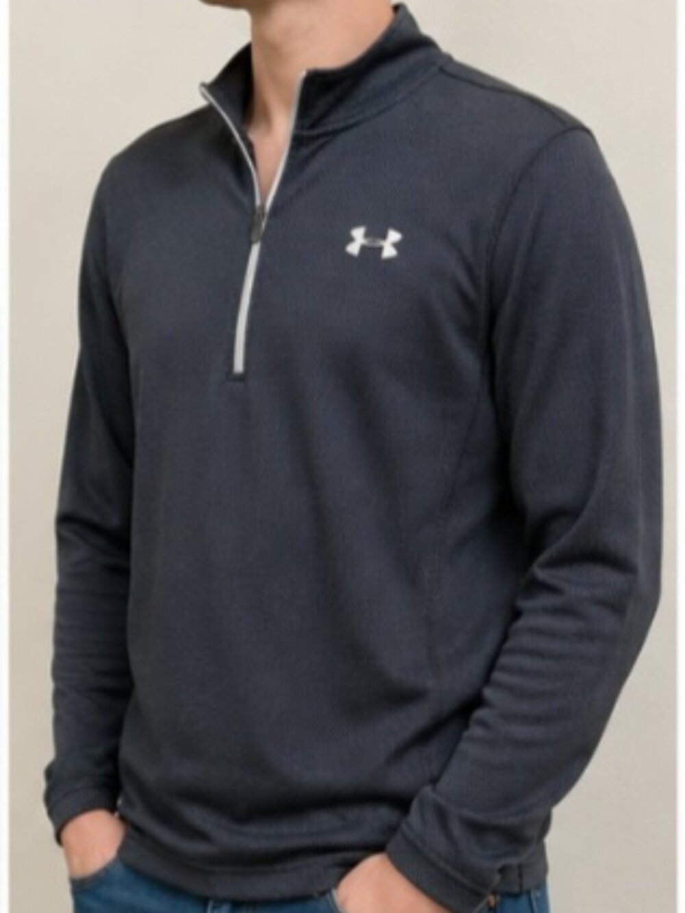 UNDER ARMOUR MENS HEATGEAR 1/4 ZIP PULLOVER -XXL - BLACK /GRAY